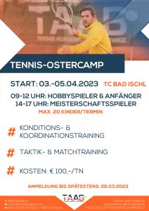 Ausschreibung für das Tennis-Ostercamp am TC Bad Ischl
